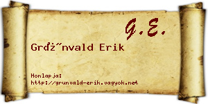 Grünvald Erik névjegykártya